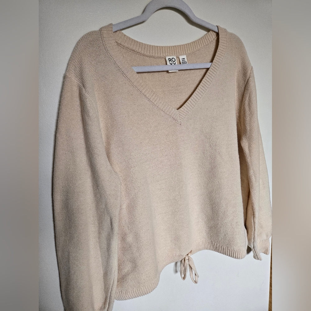 Roxy Women's Cream V-Neck Knit Sweater